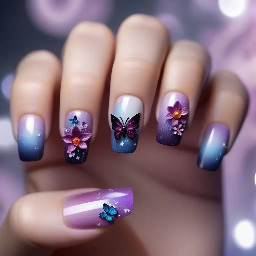 Make a birthday 3D flower and butterfly galaxy ombre with dark colors and little bit light colors