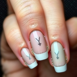 French tip with a tiny m on one