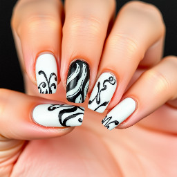 marroon white and black nails with pride