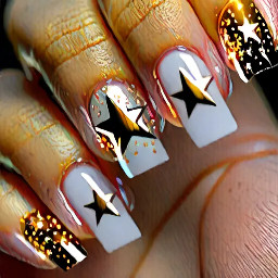 french tips with gold stars