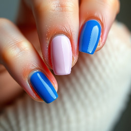 I want you to create an original and stylish nail design using simple colors and a nice color duo. It should be unique, something I won’t get bored of, and versatile enough to match many outfits.