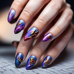 give me nail art based of off rakan from league of legends