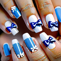 White and blue bows almond