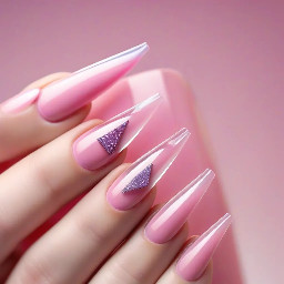 clear, coffin shaped, cute, pink, birthday theme, french tip and acrylic