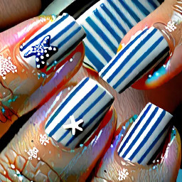 Can you make some nails normal link? The thumbs? Can you make it a white background a starfish with white dots for the suction and then the rest of the fingers, a white background and blue stripes?