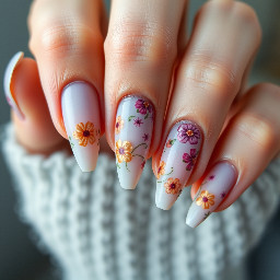 Given inspired nails. Make them recognizable, not subtle. I dont want anything too detailed though, it needs to be manageable for the nail artist.