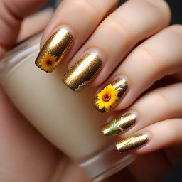 Ich möchte einen Leo French genauso wie auf dem ersten. Bild. Zusätzliche soll der fremch Gold umrandet sein wie auf dem zweiten Bild. Die Blume auf dem dritten Bild soll auf den Ring Finger und die auf dem 4 Bild auf den zeige Finger.