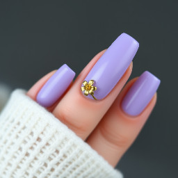 Short lilac design with single gold flower very simple