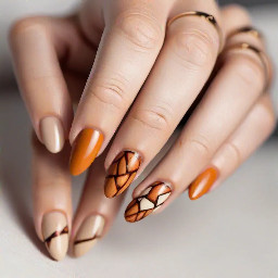 simple almond nails. fall vibes. include a grid pattern