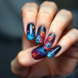 Make a birthday 3D flower and butterfly galaxy ombre with dark colors and little bit light colors