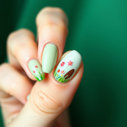 I want a unique almond nail design for farm chic and fun