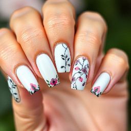 Eu queria uma unhas grandes falsas pintadas em branco