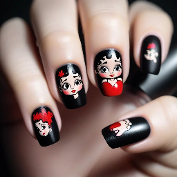 I want Betty boop drawing easy for dark nails