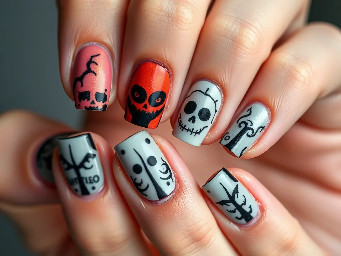 Creepy Halloween nails short square no extra