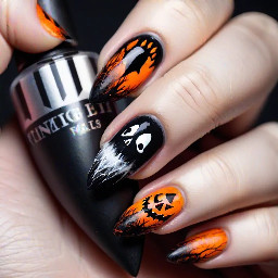 Create a spooky Halloween set that is on stiletto nails but very trendy