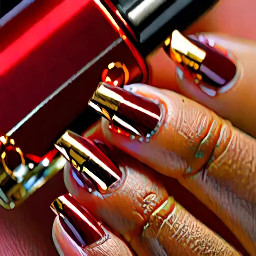 Blood red 3d and shimmer and French tip and gold base