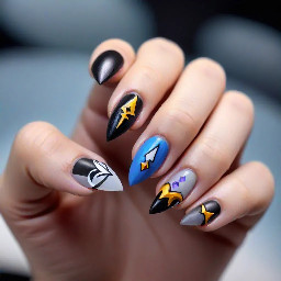 Kingdom hearts themed nails for short-med pointed almomd nails
