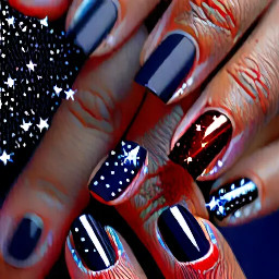 Navy blue nails with ring finger nail dark red with a sparkly star