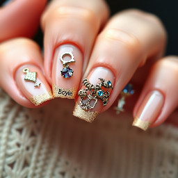 Benson Boone inspired nails French tip with charms