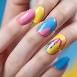 Fun spring summer colorful, pink blue yellow