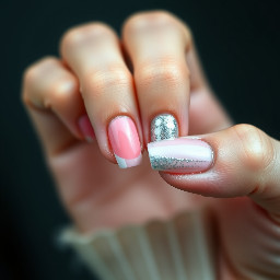 Touche coloré couleur pêche, french et touche argenté