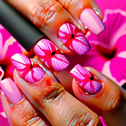 Pink beach French tip Hibiscus