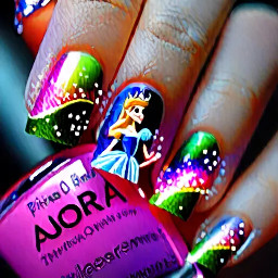 Create a realistic set of princess nails themed after Aurora from sleeping beauty, does not need to include images of Aurora herself.