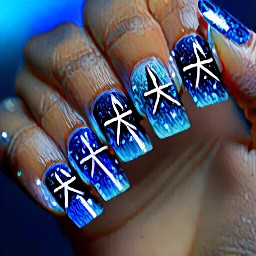 blue ankh ombre pentagram sparkle
