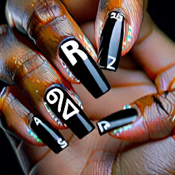 Black nails with keep your head up on the right ring finger and on the left ring finger 2 pac with white letters