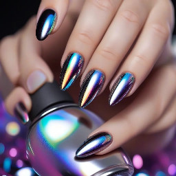 oval gothic chrome holographic