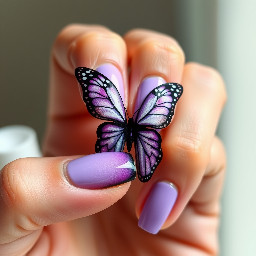 Lavender butterfly wings painted on the tips