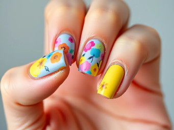 Fun spring summer colorful, pink blue yellow