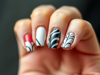 marroon white and black nails with pride
