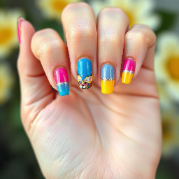 Fun spring retro summer colorful, pink blue purple yellow