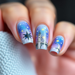 Nail art based on Robin Summeretto from Honkai Star Rail