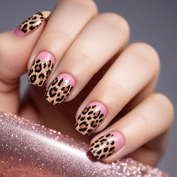 Bratz doll nails, leopard print glitter