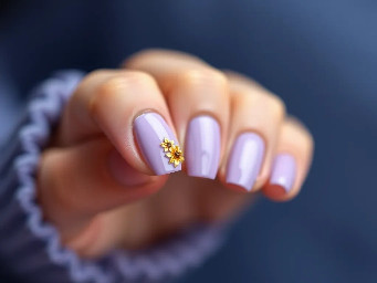 Short lilac design with single gold flower simple teens