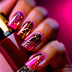 very ight pink base gradient to deep red, with golden flakes on the tips