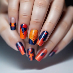i want a simple nail design for short nails that’s inspired by KTM Redbull