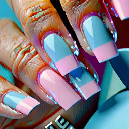 light blue nails with light pink french tips