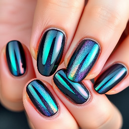 oval gothic chrome holographic