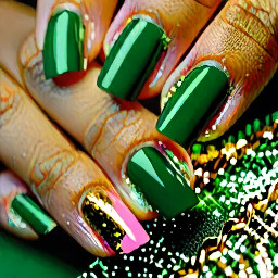 a half and half very liight pink and forrest green diagnol with a gold thing sparkly line running through the opposite direction