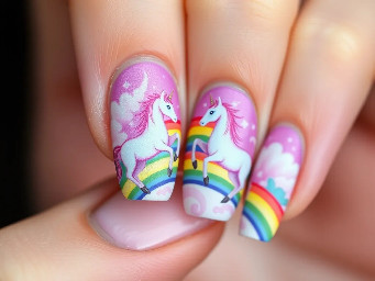 pink fluffy unicorns dancing on rainbows