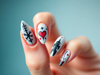Kingdom hearts themed nails for short-med pointed almomd nails