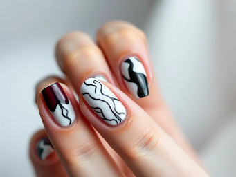 marroon white and black