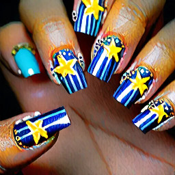 long square nails- ring finger must have OM sign, for the rest of the fingers you can freestyle. make them french tips, must follow shivadelic vibe