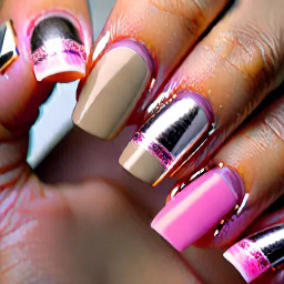 Beige and pink with silver accents