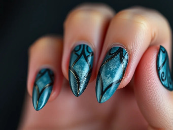 almond shaped inspired by the Nami Sunken Shadows skin from League of Legends