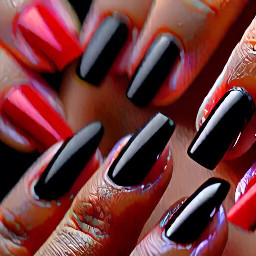 Red nails, black tips