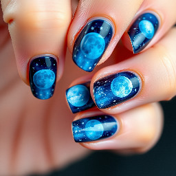 ethereal with blue moons and stars